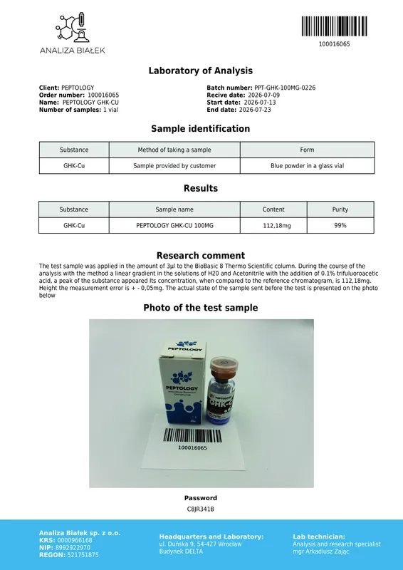 GHK-Cu 100 mg – réz-tripeptid (Gly-His-Lys) laboratóriumi kutatáshoz – kép 2