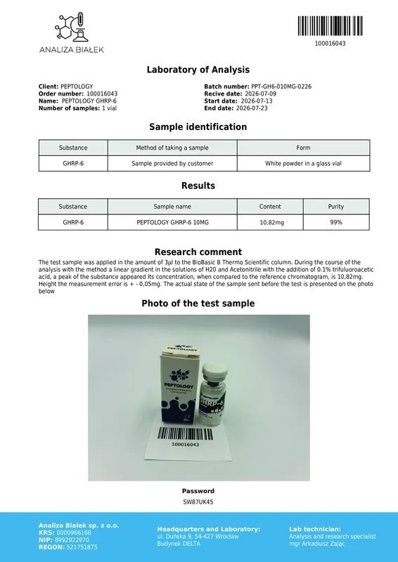 GHRP-6 10 mg – Ghrelin-mimetikum (GHS-R1a agonista) – kép 2