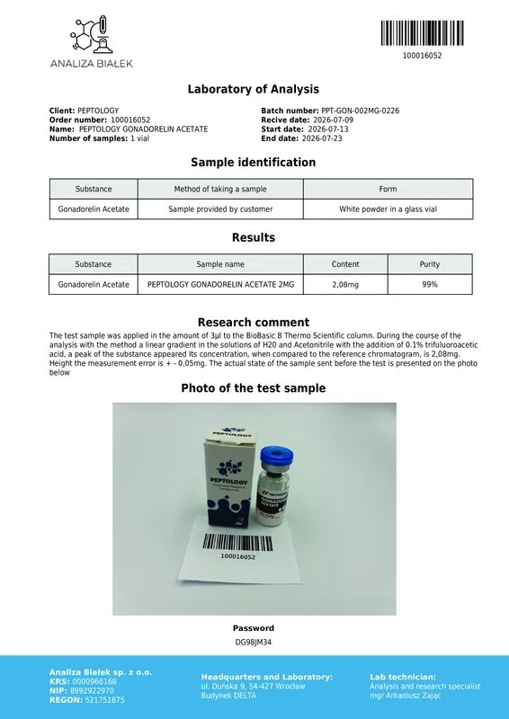 Gonadorelin Acetate 2 mg – GnRH agonista laboratóriumi kutatáshoz – kép 2