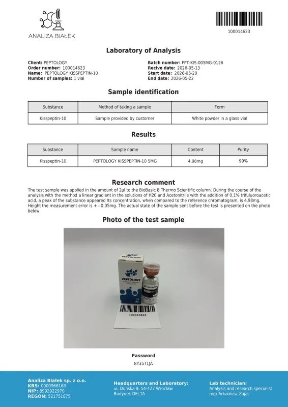 Kisspeptin-10 5 mg/10 mg – Peptid hormontengely-szabályozó (GnRH-stimulátor) – kép 2
