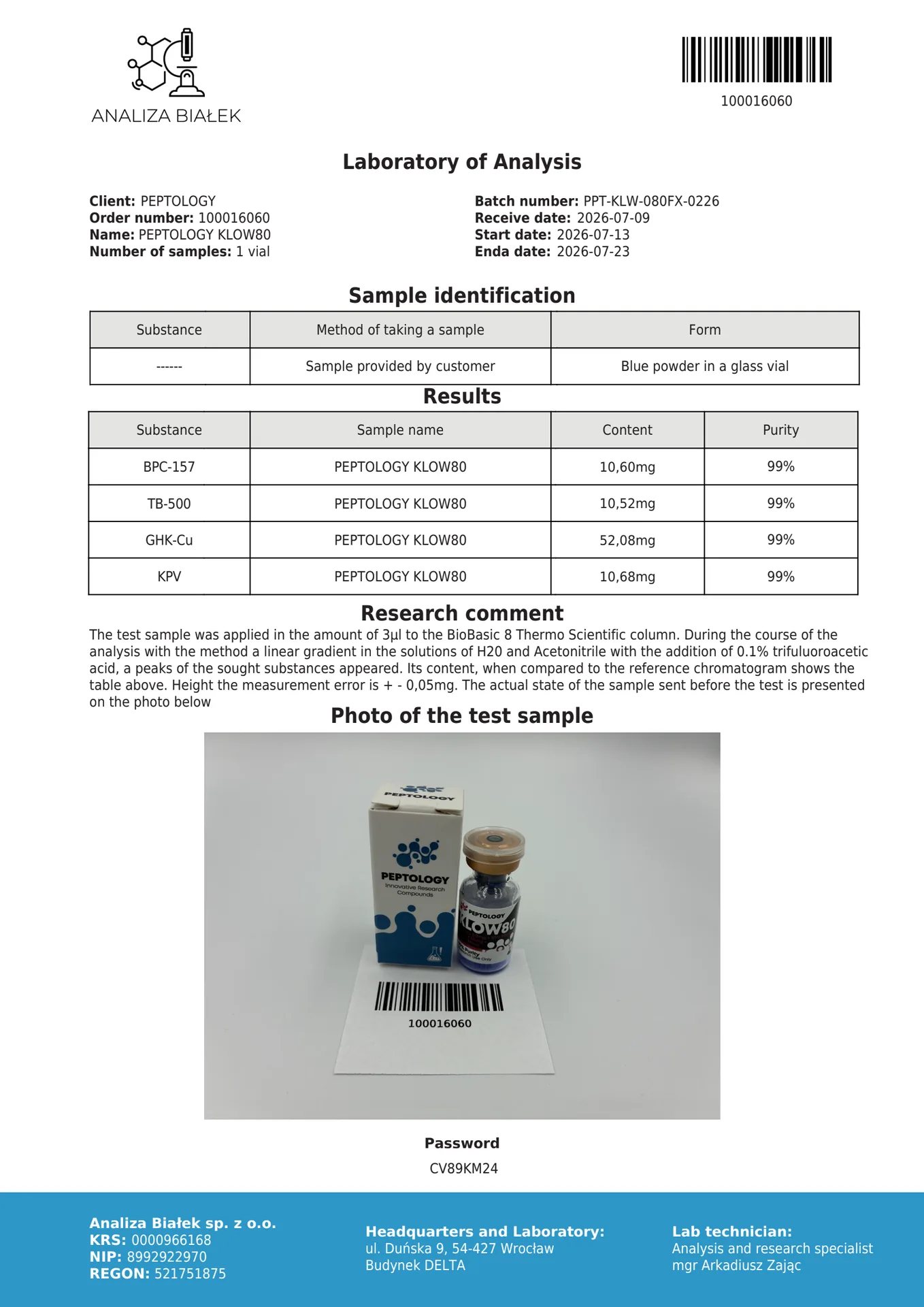 KLOW80 – peptidformula (GHK-Cu 50 mg + TB-500, BPC-157, KPV á 10 mg) – kép 2