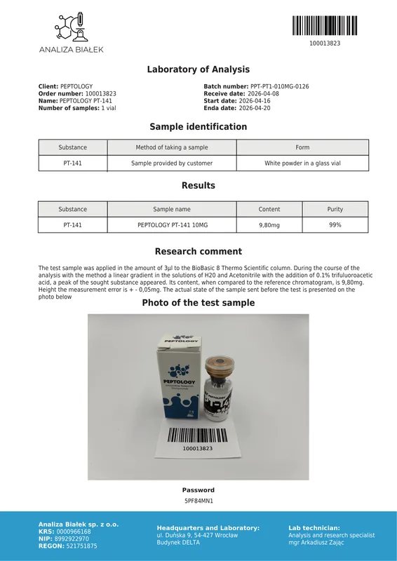 PT-141 (Bremelanotide) 10 mg – melanokortin-receptor agonista – kép 2