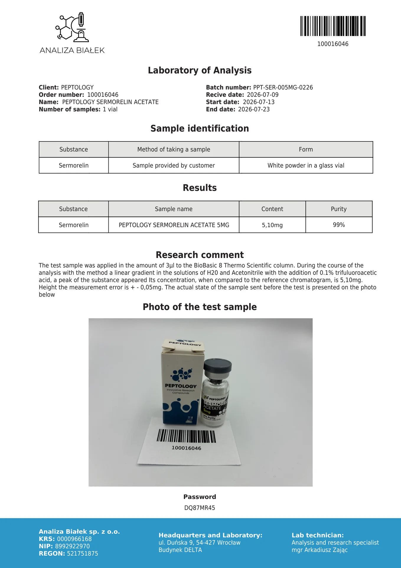 Sermorelin Acetate 2/5 mg – növekedési hormon stimulátor (GHRH) – kép 2
